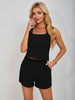 Square Neck Wide Strap Tank and Shorts Set
