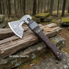 Viking Style Engraved Axe | Handcrafted Leather Wrapped Handle by JW SteelCrafts