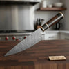 JW SteelCrafts Kiritsuke Butcher Slicer, Hand-forged Damascus, Brass-Capped Hardwood Handle by JW SteelCrafts