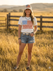 Floral American Flag Graphic Tee by Wild Junkie