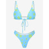 Floral Print Bikini String Swimsuit High Cut Bikini Set Bathing Suit Women's Swimsuit Halter Ribbed Polka Dot Tie Dye String Bathing Suit Bikini Set Women Swimwear High Waist Bikinis Beach by Stevvex