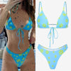 Floral Print Bikini String Swimsuit High Cut Bikini Set Bathing Suit Women's Swimsuit Halter Ribbed Polka Dot Tie Dye String Bathing Suit Bikini Set Women Swimwear High Waist Bikinis Beach by Stevvex