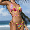 Floral Print Swimsuit Triangle Micro Bikini Set String High Cut Swimwear Women Swimming Suit Bathing Suit High Cut String Floral Bikini Sets Cute Underwire Swimsuits for Women Push Up 2 Piece Bathing Suits by Stevvex