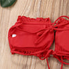 Folds Bikini Women Swimwear Bathing Suit Women's Ruffle Tie Side Bikini Set High Cut Strapless Padded Solid Bathing Suit Bikini Micro Swimsuit Female Push up Two-Piece Suit Summer by Stevvex