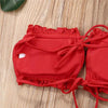 Folds Bikini Women Swimwear Bathing Suit Women's Ruffle Tie Side Bikini Set High Cut Strapless Padded Solid Bathing Suit Bikini Micro Swimsuit Female Push up Two-Piece Suit Summer by Stevvex