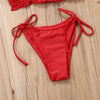 Folds Bikini Women Swimwear Bathing Suit Women's Ruffle Tie Side Bikini Set High Cut Strapless Padded Solid Bathing Suit Bikini Micro Swimsuit Female Push up Two-Piece Suit Summer by Stevvex