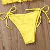 Folds Bikini Women Swimwear Bathing Suit Women's Ruffle Tie Side Bikini Set High Cut Strapless Padded Solid Bathing Suit Bikini Micro Swimsuit Female Push up Two-Piece Suit Summer by Stevvex