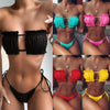 Folds Bikini Women Swimwear Bathing Suit Women's Ruffle Tie Side Bikini Set High Cut Strapless Padded Solid Bathing Suit Bikini Micro Swimsuit Female Push up Two-Piece Suit Summer by Stevvex