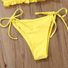 Folds Bikini Women Swimwear Bathing Suit Women's Ruffle Tie Side Bikini Set High Cut Strapless Padded Solid Bathing Suit Bikini Micro Swimsuit Female Push up Two-Piece Suit Summer by Stevvex