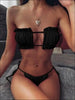 Folds Bikini Women Swimwear Bathing Suit Women's Ruffle Tie Side Bikini Set High Cut Strapless Padded Solid Bathing Suit Bikini Micro Swimsuit Female Push up Two-Piece Suit Summer by Stevvex