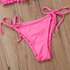 Folds Bikini Women Swimwear Bathing Suit Women's Ruffle Tie Side Bikini Set High Cut Strapless Padded Solid Bathing Suit Bikini Micro Swimsuit Female Push up Two-Piece Suit Summer by Stevvex
