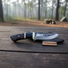 Gut hook knife with wood and brass handle. by JW SteelCrafts