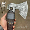 Viking Style Engraved Axe | Handcrafted Leather Wrapped Handle by JW SteelCrafts