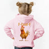 Funny F-Caw-F Chicken Back Print Kids Hoodie by Adorb Custom Tees