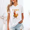Funny F-Caw-F Rooster Unisex V-Neck T-Shirt by Adorb Custom Tees