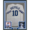 Framed Autographed/Signed Gary Sheffield 35x39 Los Angeles LA White Baseball Jersey PSA/DNA COA by Hall of Fame Sports Memorabilia
