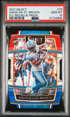 Graded 2021 Panini Select Amon-Ra St. Brown #73 Die Cut Red/Blue Prizm Rookie RC Football Card PSA 10 Gem Mint