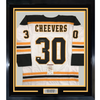 Framed Autographed/Signed Gerry Cheevers HOF 85 35x39 Boston White Hockey Jersey JSA COA