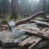 Hand Forged Carbon Steel Viking Axe with Carved Ash Wood Handle and Leather Grip by JW SteelCrafts