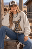 Glam Whitetail Deer Graphic Sweatshirt by Wild Junkie