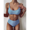 Glitter Sparkling Female Swimsuit High Waist Bikini Women's High Waist Bikinis Party Glitter Scoop Neck Crop Top Swimsuits Two Piece Bathing Suit Women Swimwear Two-pieces Bikini Set Summer Swim Suit by Stevvex
