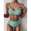 Glitter Sparkling Female Swimsuit High Waist Bikini Women's High Waist Bikinis Party Glitter Scoop Neck Crop Top Swimsuits Two Piece Bathing Suit Women Swimwear Two-pieces Bikini Set Summer Swim Suit by Stevvex