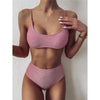 Glitter Sparkling Female Swimsuit High Waist Bikini Women's High Waist Bikinis Party Glitter Scoop Neck Crop Top Swimsuits Two Piece Bathing Suit Women Swimwear Two-pieces Bikini Set Summer Swim Suit by Stevvex
