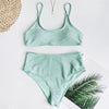 Glitter Sparkling Female Swimsuit High Waist Bikini Women's High Waist Bikinis Party Glitter Scoop Neck Crop Top Swimsuits Two Piece Bathing Suit Women Swimwear Two-pieces Bikini Set Summer Swim Suit by Stevvex