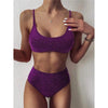 Glitter Sparkling Female Swimsuit High Waist Bikini Women's High Waist Bikinis Party Glitter Scoop Neck Crop Top Swimsuits Two Piece Bathing Suit Women Swimwear Two-pieces Bikini Set Summer Swim Suit by Stevvex