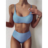 Glitter Sparkling Female Swimsuit High Waist Bikini Women's High Waist Bikinis Party Glitter Scoop Neck Crop Top Swimsuits Two Piece Bathing Suit Women Swimwear Two-pieces Bikini Set Summer Swim Suit by Stevvex