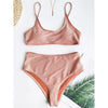Glitter Sparkling Female Swimsuit High Waist Bikini Women's High Waist Bikinis Party Glitter Scoop Neck Crop Top Swimsuits Two Piece Bathing Suit Women Swimwear Two-pieces Bikini Set Summer Swim Suit by Stevvex