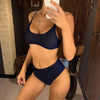 Glitter Sparkling Female Swimsuit High Waist Bikini Women's High Waist Bikinis Party Glitter Scoop Neck Crop Top Swimsuits Two Piece Bathing Suit Women Swimwear Two-pieces Bikini Set Summer Swim Suit by Stevvex