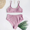 Glitter Sparkling Female Swimsuit High Waist Bikini Women's High Waist Bikinis Party Glitter Scoop Neck Crop Top Swimsuits Two Piece Bathing Suit Women Swimwear Two-pieces Bikini Set Summer Swim Suit by Stevvex