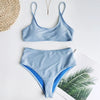 Glitter Sparkling Female Swimsuit High Waist Bikini Women's High Waist Bikinis Party Glitter Scoop Neck Crop Top Swimsuits Two Piece Bathing Suit Women Swimwear Two-pieces Bikini Set Summer Swim Suit by Stevvex