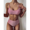 Glitter Sparkling Female Swimsuit High Waist Bikini Women's High Waist Bikinis Party Glitter Scoop Neck Crop Top Swimsuits Two Piece Bathing Suit Women Swimwear Two-pieces Bikini Set Summer Swim Suit by Stevvex