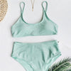Glitter Sparkling Female Swimsuit High Waist Bikini Women's High Waist Bikinis Party Glitter Scoop Neck Crop Top Swimsuits Two Piece Bathing Suit Women Swimwear Two-pieces Bikini Set Summer Swim Suit by Stevvex