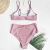 Glitter Sparkling Female Swimsuit High Waist Bikini Women's High Waist Bikinis Party Glitter Scoop Neck Crop Top Swimsuits Two Piece Bathing Suit Women Swimwear Two-pieces Bikini Set Summer Swim Suit by Stevvex