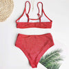Glitter Sparkling Female Swimsuit High Waist Bikini Women's High Waist Bikinis Party Glitter Scoop Neck Crop Top Swimsuits Two Piece Bathing Suit Women Swimwear Two-pieces Bikini Set Summer Swim Suit by Stevvex