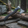 Handcrafted Viking-Style Bearded Axe with Engraved Steel Head and Carved Hardwood Handle by JW SteelCrafts