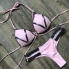 Golden Bikini Set Padded Women Swimsuit Push Up Swimwear Summer Beachwear Bathing Suit Women's Push Up Two Piece Bikini Swimsuits Elegant Lace Up Bathing Suits by Stevvex