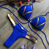 Golden Bikini Set Padded Women Swimsuit Push Up Swimwear Summer Beachwear Bathing Suit Women's Push Up Two Piece Bikini Swimsuits Elegant Lace Up Bathing Suits by Stevvex