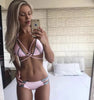 Golden Bikini Set Padded Women Swimsuit Push Up Swimwear Summer Beachwear Bathing Suit Women's Push Up Two Piece Bikini Swimsuits Elegant Lace Up Bathing Suits by Stevvex