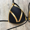 Golden Bikini Set Padded Women Swimsuit Push Up Swimwear Summer Beachwear Bathing Suit Women's Push Up Two Piece Bikini Swimsuits Elegant Lace Up Bathing Suits by Stevvex