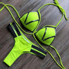 Golden Bikini Set Padded Women Swimsuit Push Up Swimwear Summer Beachwear Bathing Suit Women's Push Up Two Piece Bikini Swimsuits Elegant Lace Up Bathing Suits by Stevvex