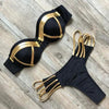 Golden Bikini Set Padded Women Swimsuit Push Up Swimwear Summer Beachwear Bathing Suit Women's Push Up Two Piece Bikini Swimsuits Elegant Lace Up Bathing Suits by Stevvex