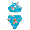 Green Floral Halter Bikini Women High Waist Bikini Halter Two Piece Bathing Suits Tummy Control Swimsuit Push Up Swimwear Sets Women High Waist Two Pieces Swimsuit New Girl Bathing Suits by Stevvex