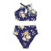 Green Floral Halter Bikini Women High Waist Bikini Halter Two Piece Bathing Suits Tummy Control Swimsuit Push Up Swimwear Sets Women High Waist Two Pieces Swimsuit New Girl Bathing Suits by Stevvex
