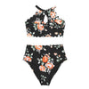 Green Floral Halter Bikini Women High Waist Bikini Halter Two Piece Bathing Suits Tummy Control Swimsuit Push Up Swimwear Sets Women High Waist Two Pieces Swimsuit New Girl Bathing Suits by Stevvex