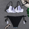 Halter Bikini Bandage Swimsuit Solid Swimwear Sport Liquid Metallic Shiny String Bikini 2 Piece Swimsuit Set Women Shiny Bikini Set Bathing Suit Push Up Two-piece Suit by Stevvex