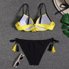 Halter Bikini Bandage Swimsuit Solid Swimwear Sport Liquid Metallic Shiny String Bikini 2 Piece Swimsuit Set Women Shiny Bikini Set Bathing Suit Push Up Two-piece Suit by Stevvex